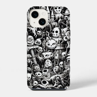 Grusel-Telefoncover mit Kritzeleien iPhone 14 Hülle