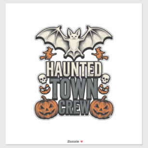 Grusel Town Shirt Vintage Halloween Fledermaus Kür Aufkleber