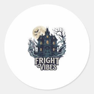 Grusel-Vibes Halloween Spukhaus Vollmond Fledermäu Runder Aufkleber