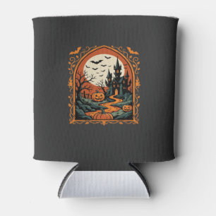 Gruselburg Kürbis Mond Vektorgrafik Halloween Dosenkühler