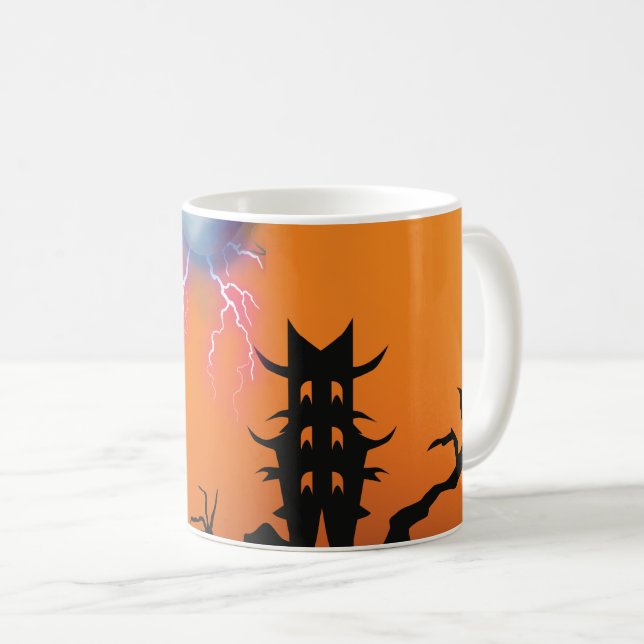 Gruselburg-Silhouette-Kaffeetasse - Dunkle Ästheti Kaffeetasse (VorderseiteRechts)