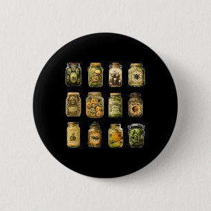 Gruselglas mit eingelegten Gurken Halloween Vintag Button