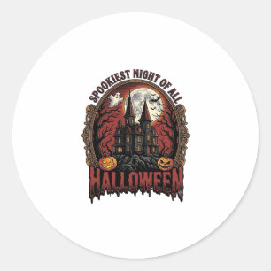 Gruselhaus Halloween Vintage Gravur Spuk N Runder Aufkleber