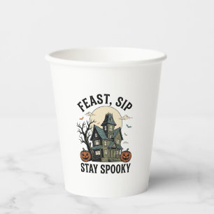 Gruselhaus Halloween Vintage Gravur Spuk S Pappbecher