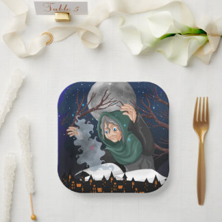 Gruselhexe & Spukhaus Halloween🌙 Pappteller