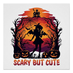 Gruselig aber süße Halloween-Fledermaus-Mädchen-Kü Poster