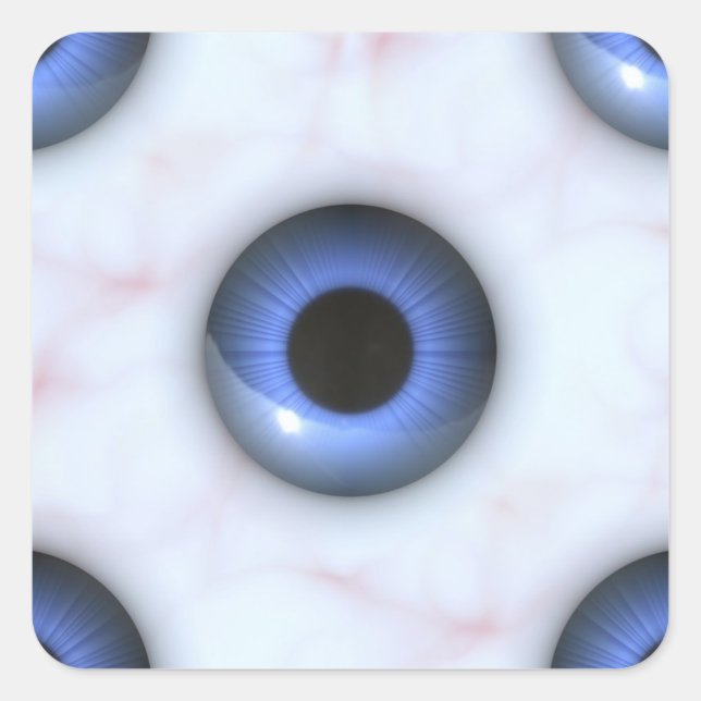 gruselig blaue Augen Quadratischer Aufkleber (Vorderseite)