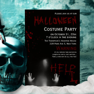 Gruselig moderne blutige Halloween-Kostenüm-Party  Einladung