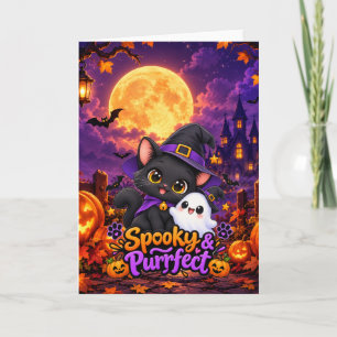 Gruselig & Purrfekt – Halloween-Katzengruß Karte