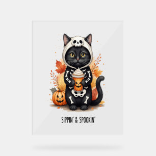 Gruselig süße Katze Halloween Acrylschild