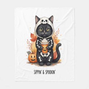 Gruselig süße Katze Halloween Fleecedecke