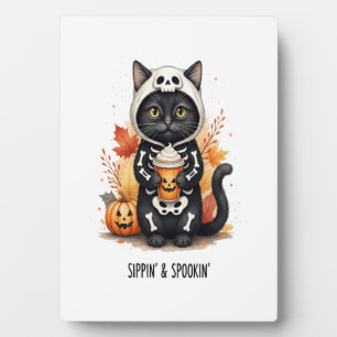 Gruselig süße Katze Halloween Fotoplatte