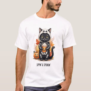 Gruselig süße Katze Halloween T-Shirt