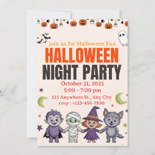 Gruselig süße Kinder Halloween-Einladung Einladung