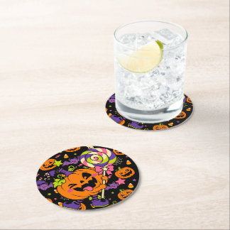 Gruselig Süße Retro Kawaii Halloween Süßigkeiten K Runder Pappuntersetzer