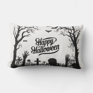 Gruselig süße schwarz-weiße Halloween-Dekoration Lendenkissen