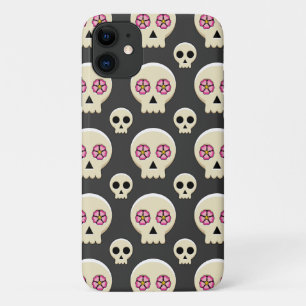 Gruselig süßer Kawaii-Goth-Schädel mit Blumenmuste Case-Mate iPhone Hülle