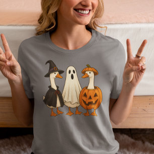 Gruselige alberne Gans Halloween Hexe Tri-Blend Shirt