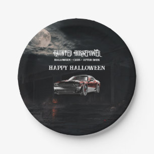 Gruselige amerikanische Muscle-Car-Halloween-Party Pappteller