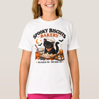 Gruselige Bäckerei Schwarze Katze, Halloween-Geist T-Shirt