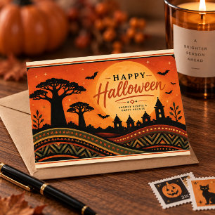 Gruselige Baobab-Halloween-Postkarte Feiertagspostkarte