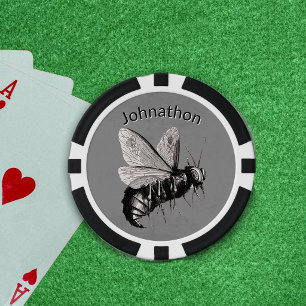 Gruselige Biene mit großem Stachel, Totenköpfe auf Pokerchips