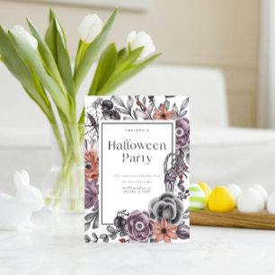 Gruselige Blumen-Halloween-Geburtstags-Einladung Postkarte