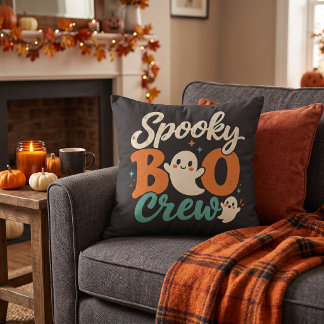 Gruselige Boo-Crew Retro-Geist Halloween Kissen