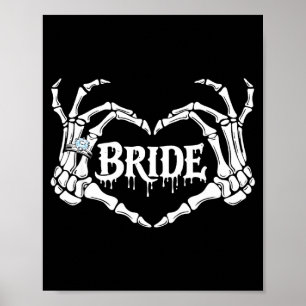 Gruselige Braut Skelett Hände Halloween Verlobung Poster