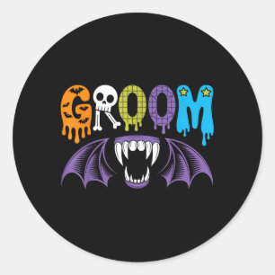 Gruselige Braut und Bräutigam Halloween-Hochzeit L Runder Aufkleber