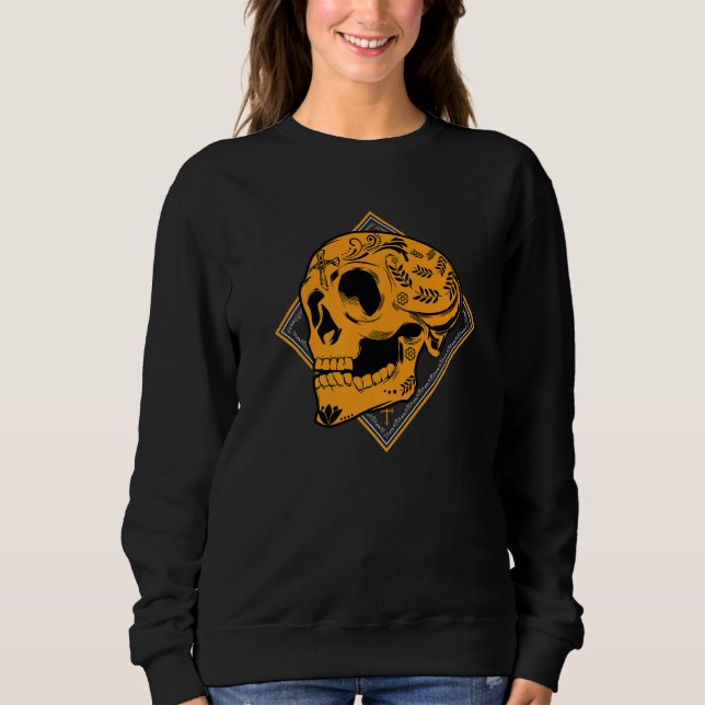 Gruselige Calavera Halloween Sweatshirt (Vorderseite)