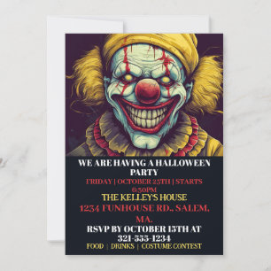 Gruselige Clown Frohe Halloween-Party-Einladungen Einladung