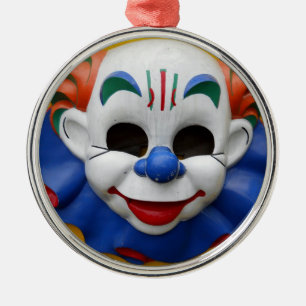 Gruselige Clown-Weihnachtsverzierung Silbernes Ornament