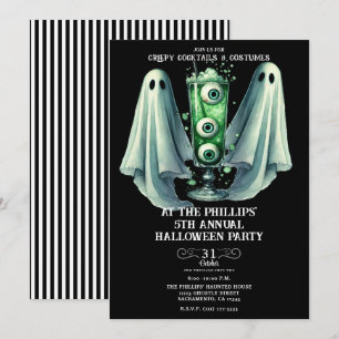 Gruselige Cocktails & Kostüme Geister Halloween Pa Einladung