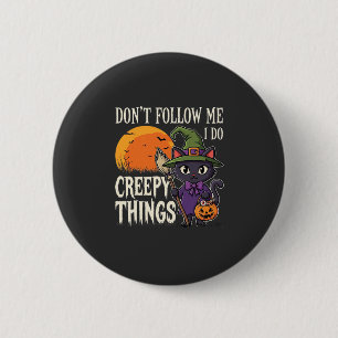 Gruselige Dinge Halloween Katze Hexe Design_1 Button
