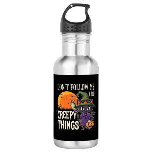 Gruselige Dinge Halloween Katze Hexe Design_1 Edelstahlflasche