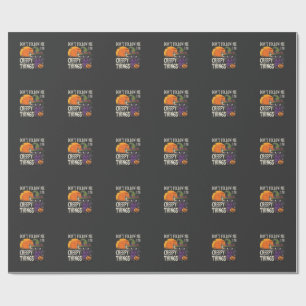 Gruselige Dinge Halloween Katze Hexe Design_1 Geschenkpapier