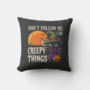 Gruselige Dinge Halloween Katze Hexe Design_1 Kissen