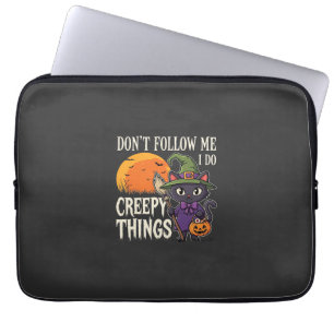Gruselige Dinge Halloween Katze Hexe Design_1 Laptopschutzhülle