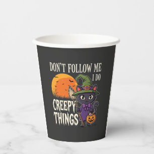 Gruselige Dinge Halloween Katze Hexe Design_1 Pappbecher