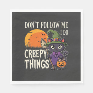 Gruselige Dinge Halloween Katze Hexe Design_1 Serviette