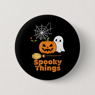 Gruselige Dinge Süßer Halloween-Kürbis-Geist Schwa Button