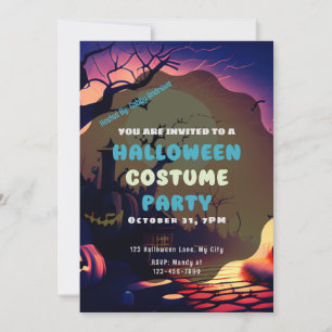 Gruselige Dorf-Kürbisse Vintage Halloween Einladung