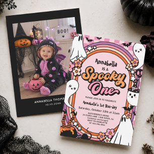 Gruselige Eins Pink Halloween 1. Geburtstagsfeier  Einladung