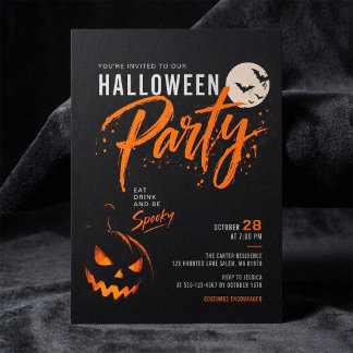Gruselige elegante moderne schwarze Halloween-Part Einladung