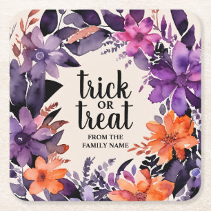 Gruselige Eleganz Halloween-Blumenkranz-Kollektion Rechteckiger Pappuntersetzer