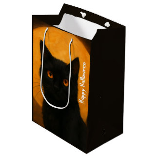 Gruselige Eleganz Halloween Schwarze Katze Ernteda Mittlere Geschenktüte