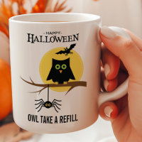 Gruselige Eule und Spinne anpassbares Halloween