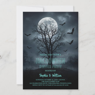 Gruselige Fledermäuse Halloween-Dinnerparty-Einlad Einladung