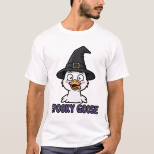 Gruselige Gans Hexenhut Lustige Halloween-Kunst T-Shirt
